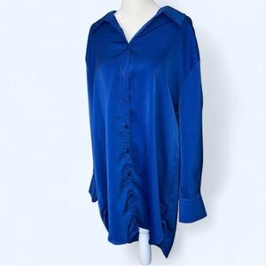 Elegant Blue Women's Shirt Dress